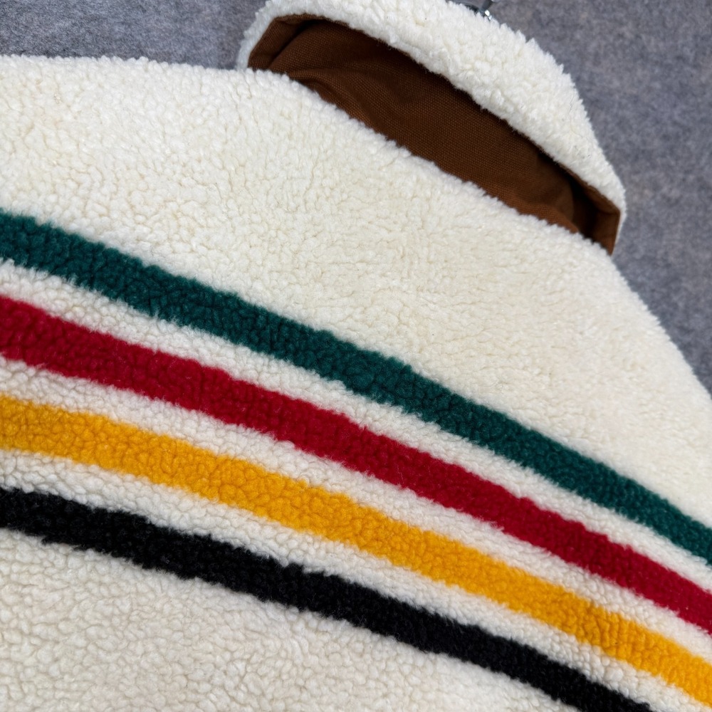 Pendleton Glacier Sunset Jacket Womens Medium Sherpa Pile Fleece Colorful Cream - Picture 11 of 15